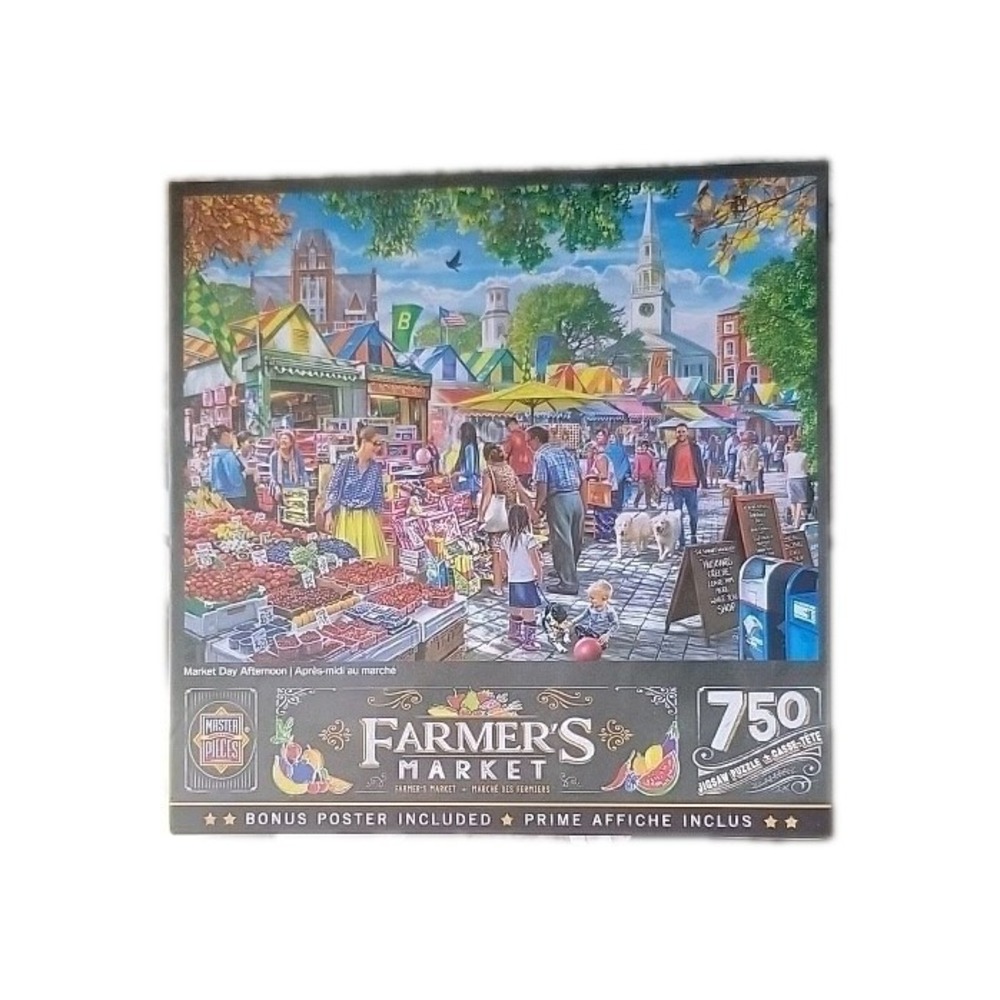 MasterPieces Farmer's Market 750 Piece Jigsaw‎ Puzzle Market Day  w/Poster